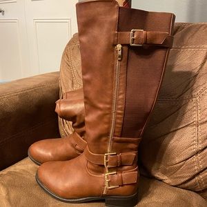Torrid Wide Width Cognac Faux leather tall boot